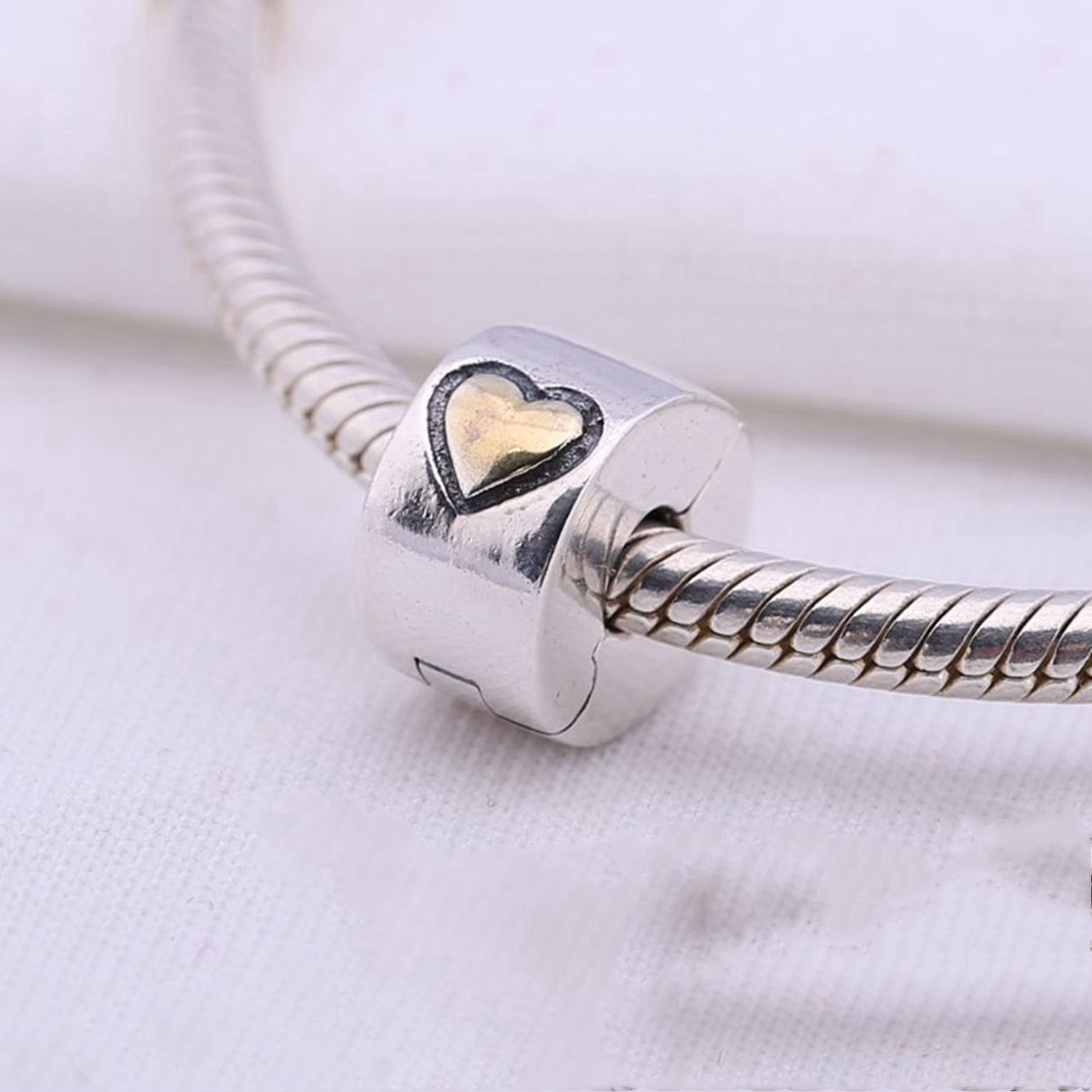 925 silver bracelet heart-shaped color separation buckle