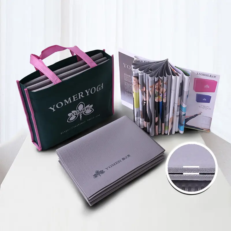 Foldable Yoga Mat for Travel and Home Exercise, Non-Slip Pilates Pad — Grey, 2mm