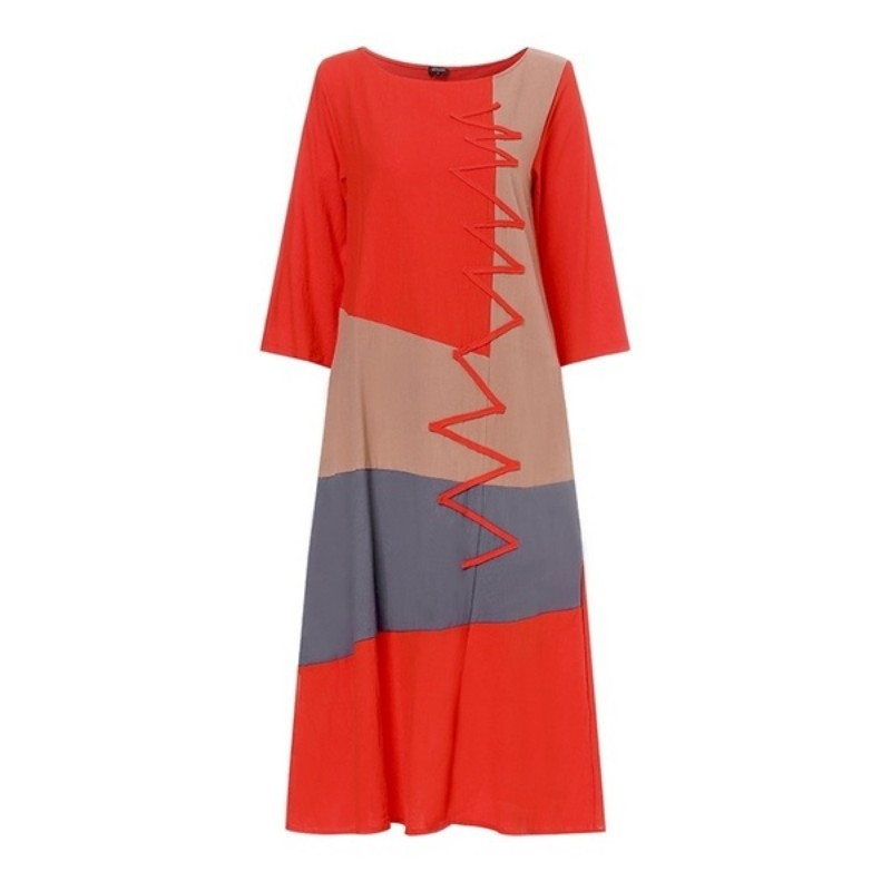Retro spring and summer colorblock sleeveless dress