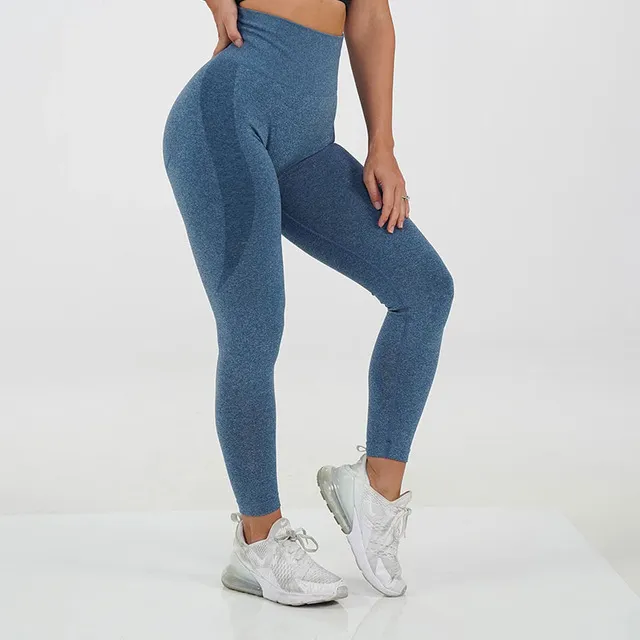 Knitted buttocks moisture wicking yoga pants - Navy Blue