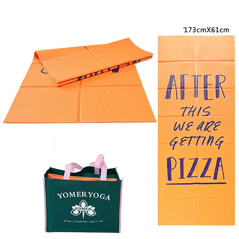 Foldable Yoga Mat for Travel and Home Exercise, Non-Slip Pilates Pad — Orange, 5mm