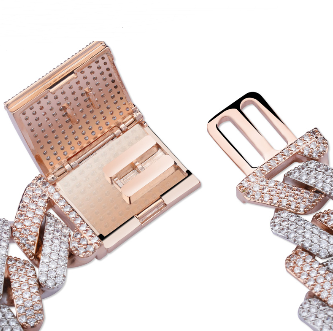 Large zircon box buckle men's bracelet