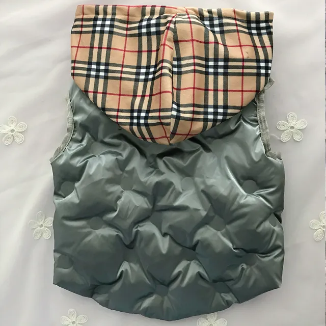 Fat dog bright winter cotton coat Grey Grid - Shop at LoveMi