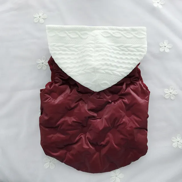 Fat dog bright winter cotton coat Wine Red And White - Shop at LoveMi