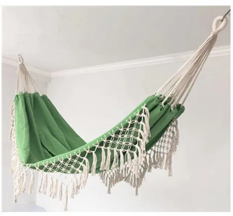 Double large canvas tassel hammock Green - Shop at LoveMi