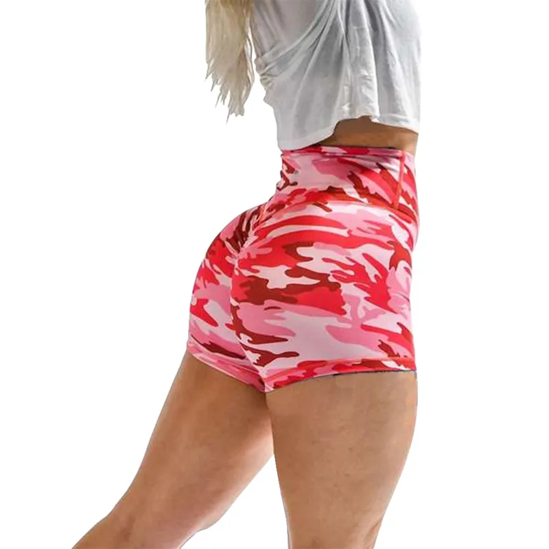 New Camouflage Army Green Hips High Waist Shorts - Orange