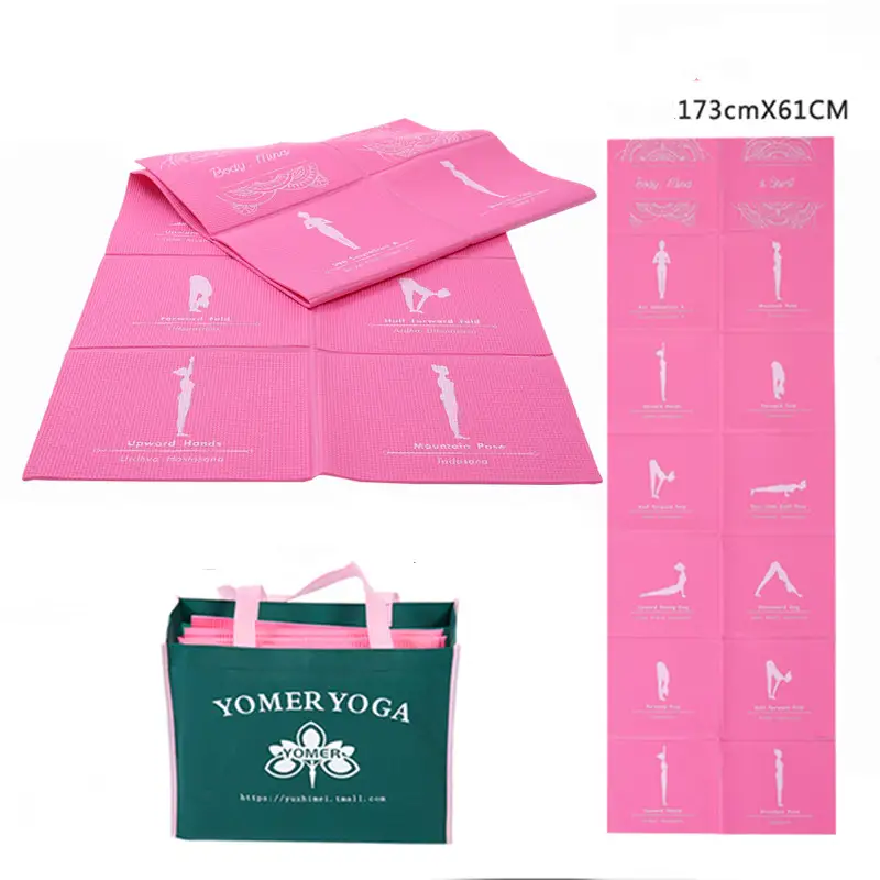 Foldable Yoga Mat for Travel and Home Exercise, Non-Slip Pilates Pad — Light rose red, 5mm