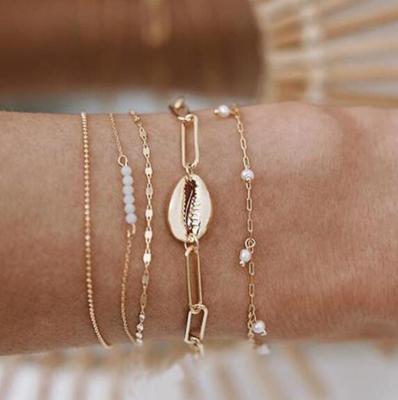 5-piece faux pearl bracelet set