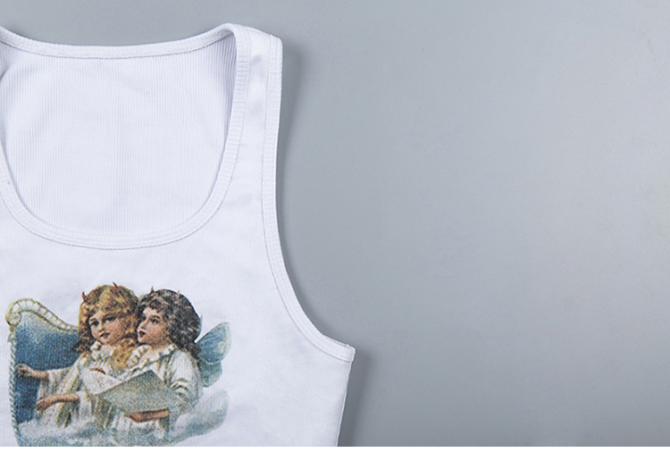 Little angel print vest Xiawai