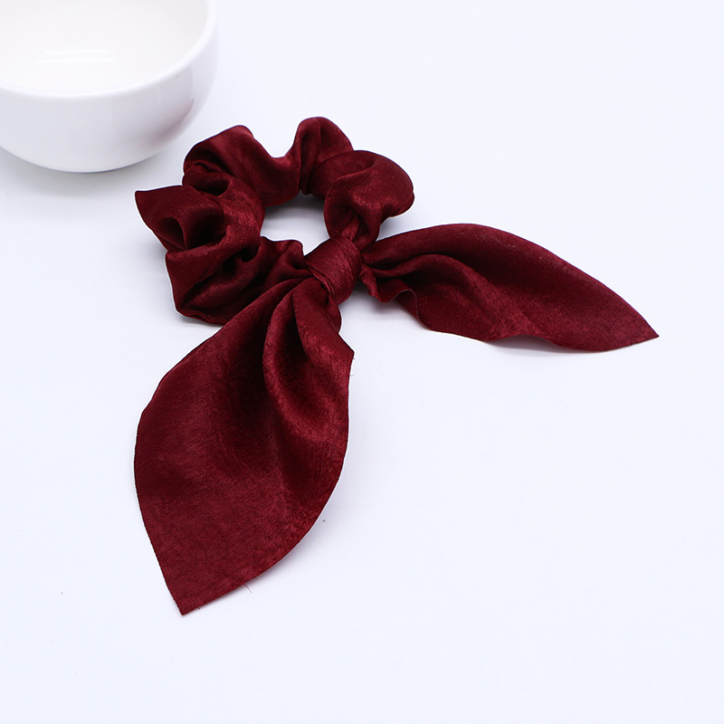 Simple fashion candy solid color rabbit ears head circle Wine Red - Shop at LoveMi