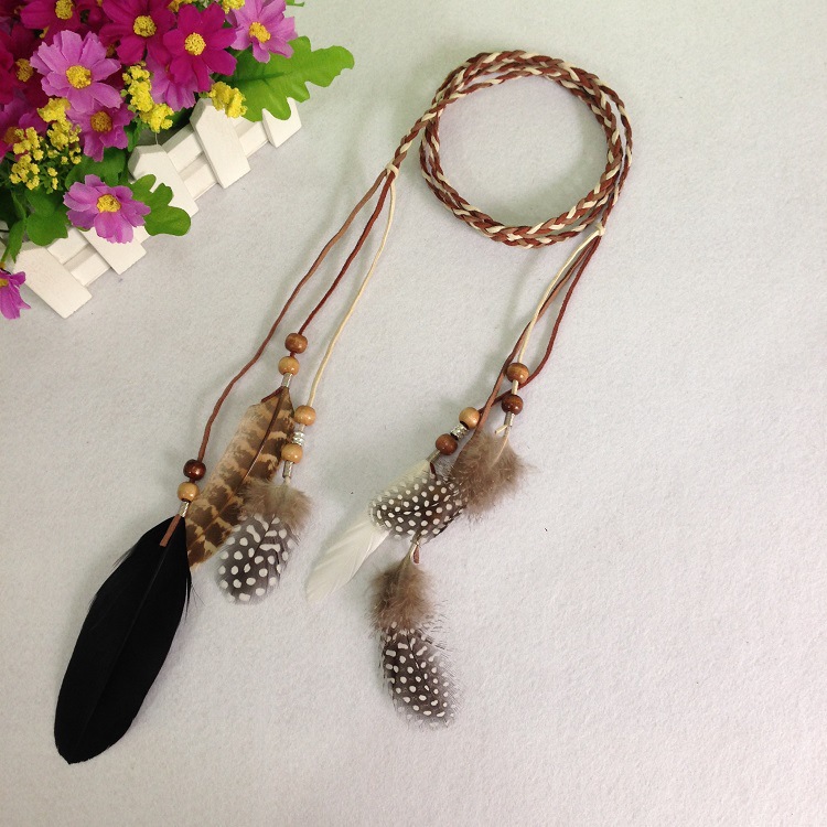 Bohemian feather hair belt