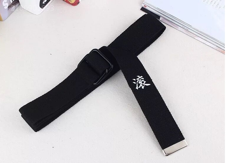 Funny text printed double buckle canvas belt