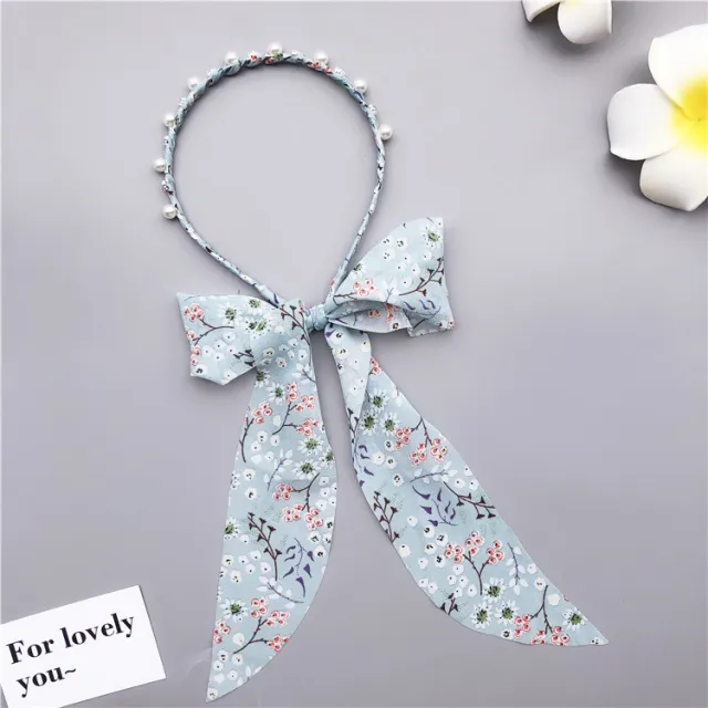 Pearl Cloth Ribbon Bow Ribbon Blue - Shop at LoveMi
