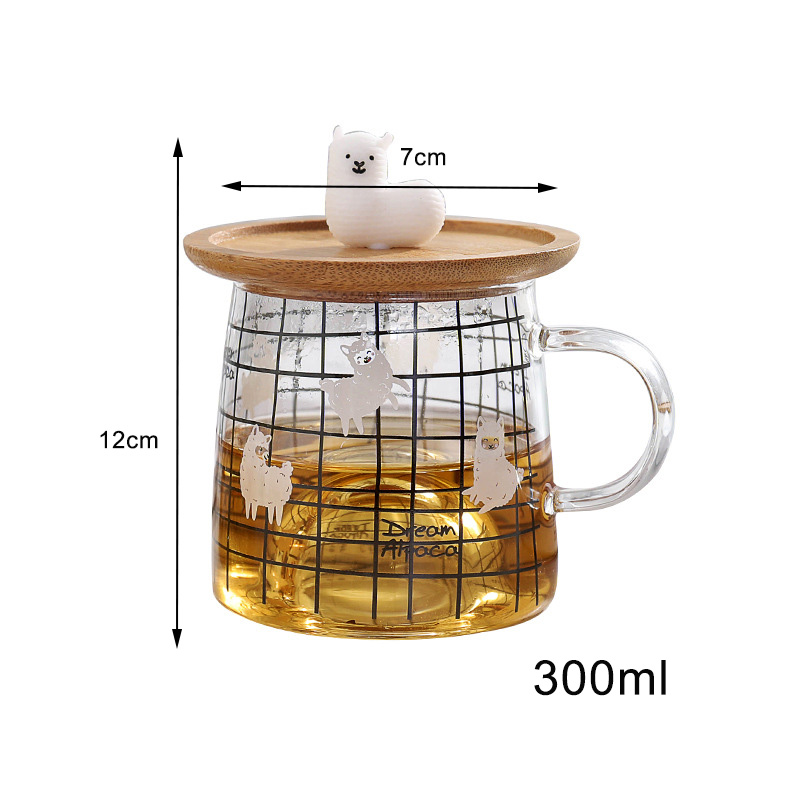 Alpaca glass with lid High borosilicate transparent office cup