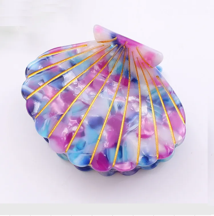 Women's shell catch clip headdress - Purple