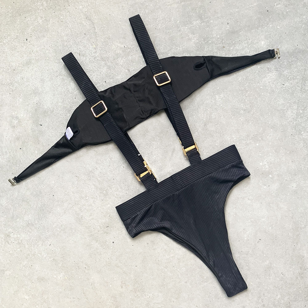 Bandeau strap high waist swimsuit set - Image 3
