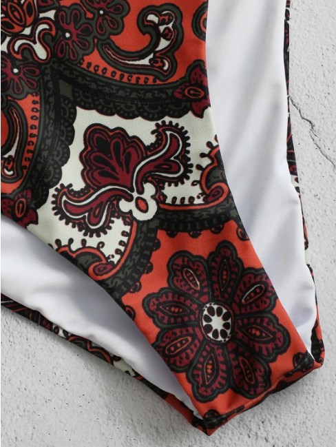 Retro pattern split two-piece set