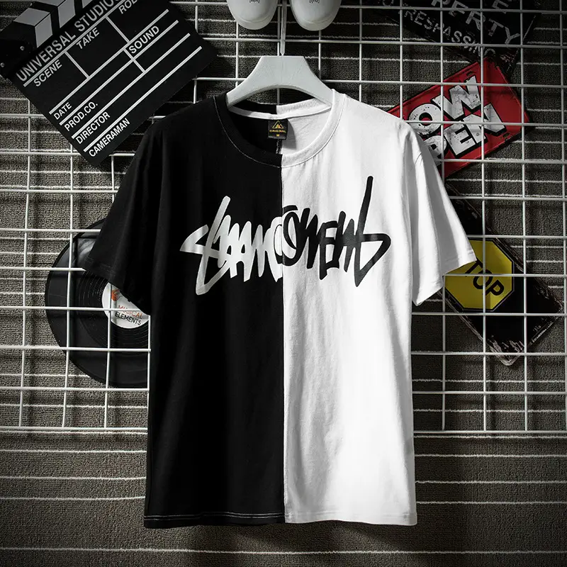 Tide Brand Scratch Stitching Short Sleeve