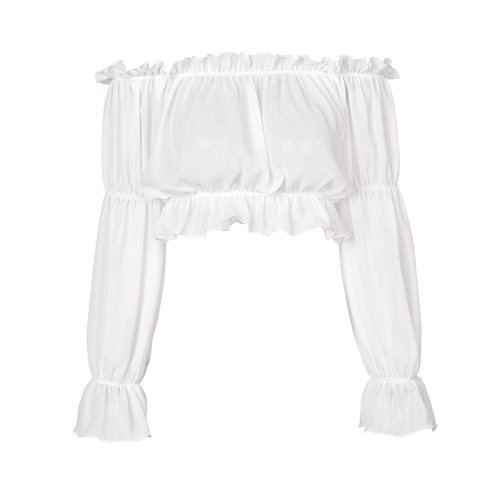 Fungus strapless chiffon shirt exposed navel