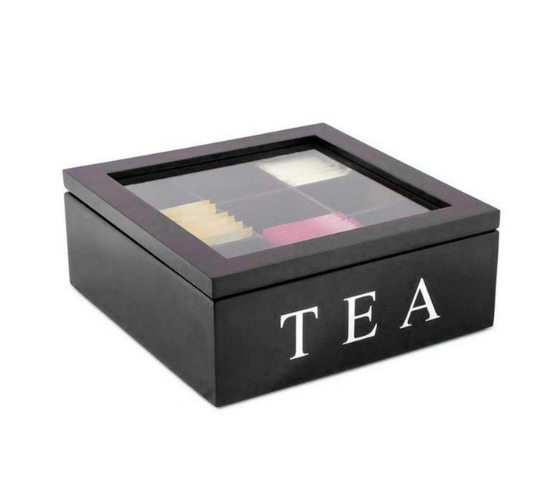 Tea wooden box multi cell wooden fine packaging container Black - Shop at LoveMi