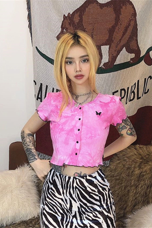 Tie-dye butterfly t-shirt women's short sleeve shirt