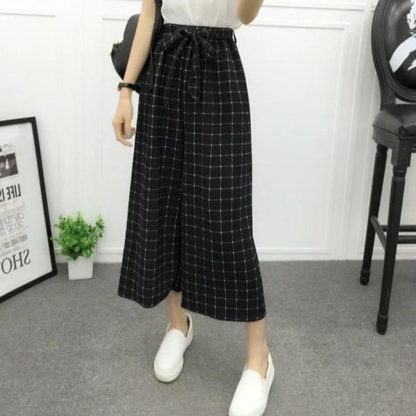 Vertical striped chiffon wide leg pants Lattice - Shop at LoveMi