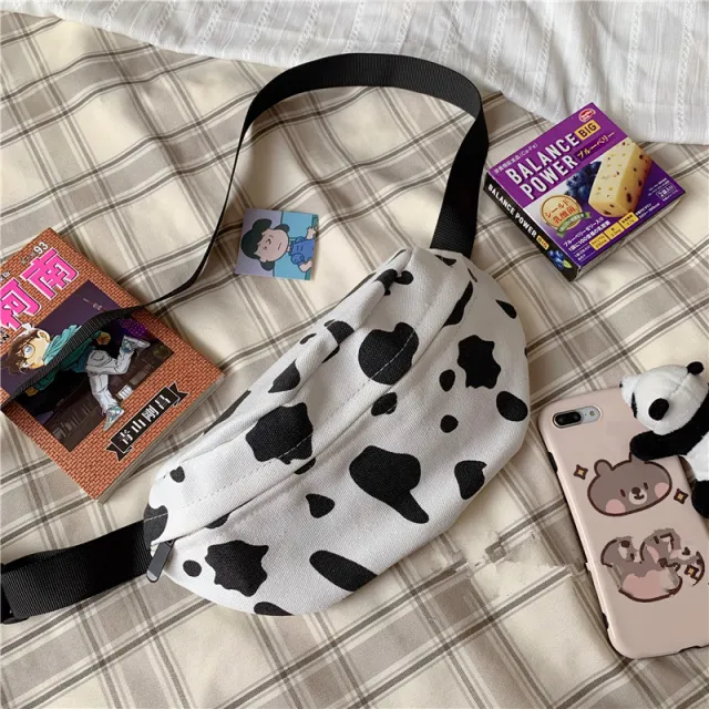 Vintage sense girl cow print canvas White - Shop at LoveMi