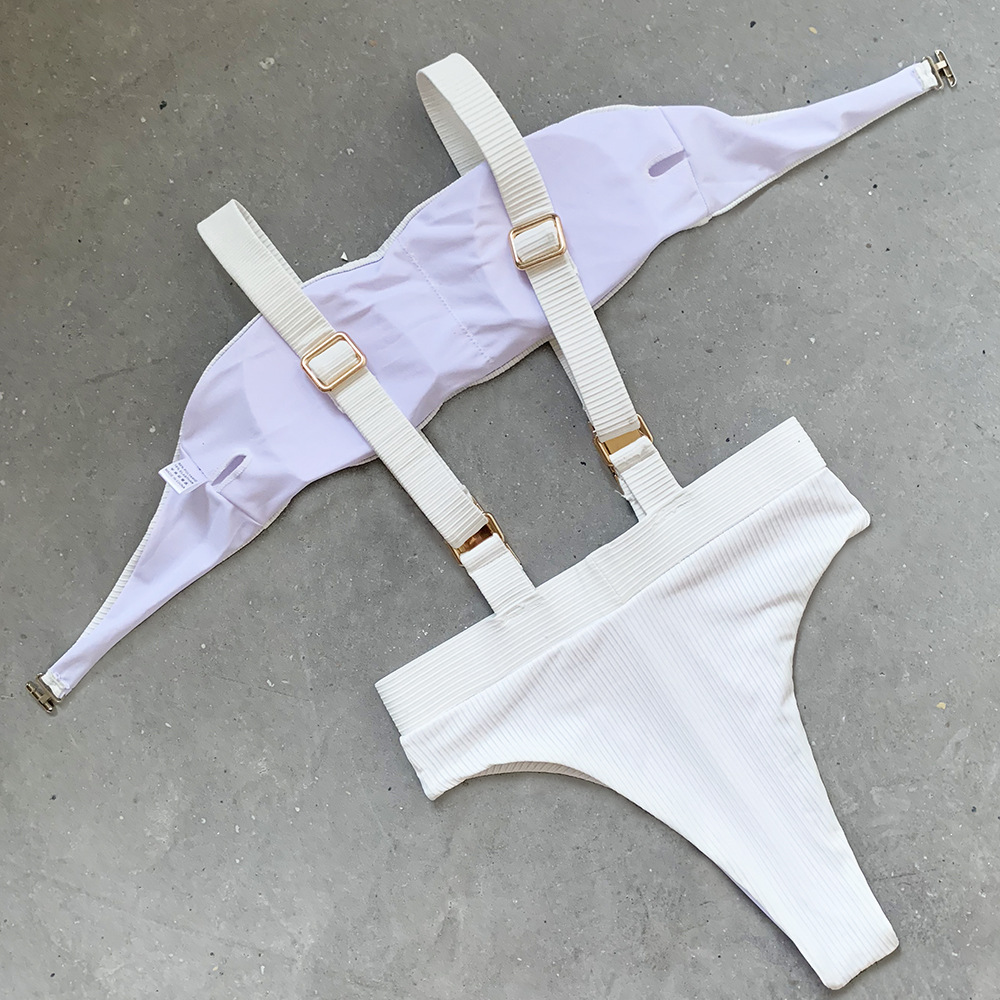 Bandeau strap high waist swimsuit set - Image 2