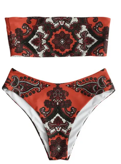 Retro pattern split two-piece set