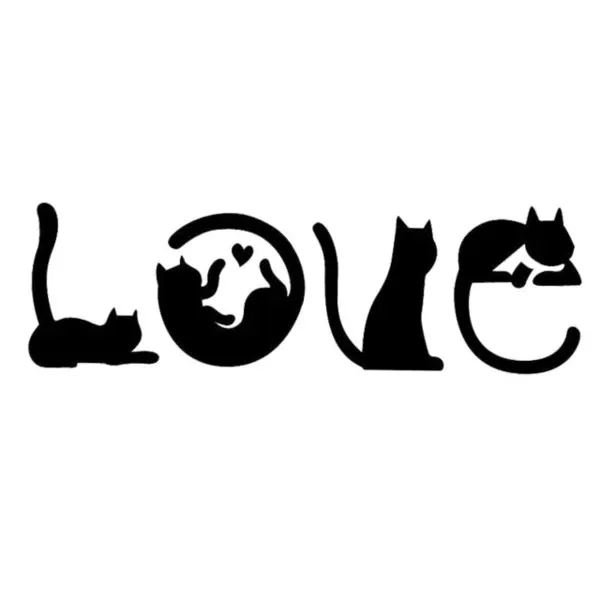 Cats Spell LOVE Fashion Creative Cartoon Auto Decal Sticker Black - Shop at LoveMi