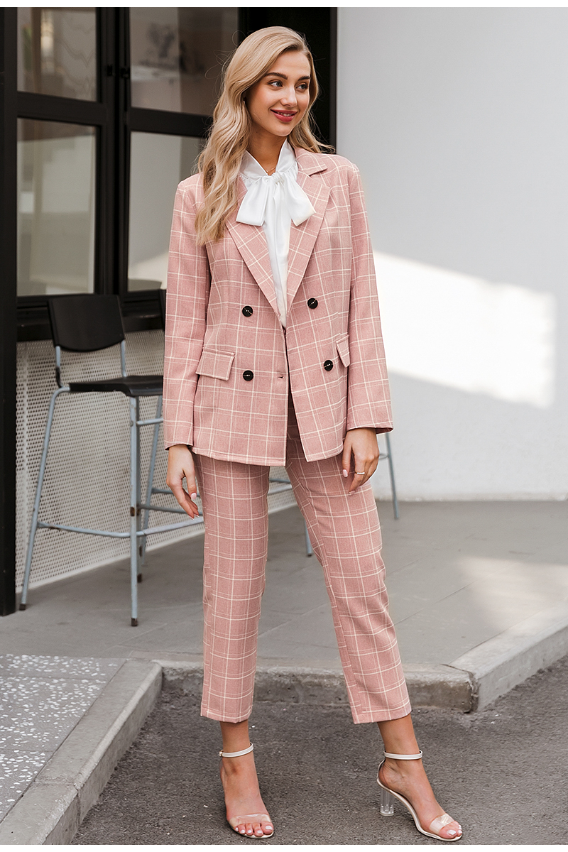 Plaid cropped pants fitted suit