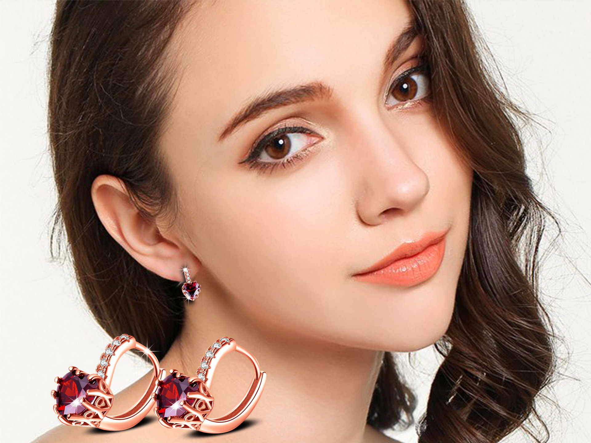 Multicolor Zircon Earrings Heart