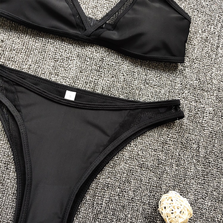 Split mesh yarn polka dot ladies swimsuit