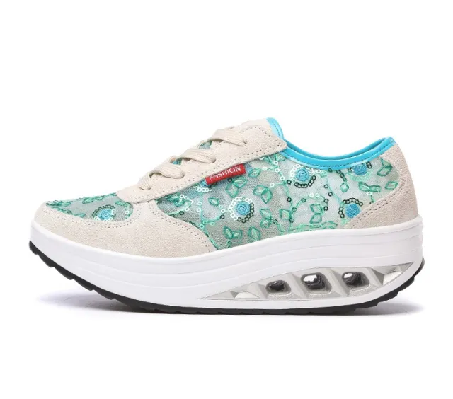 Lace breathable mesh sneakers Blue - Shop at LoveMi