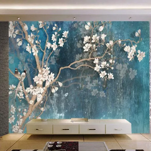 Retro Hand Painted Tv Background Wall Paper