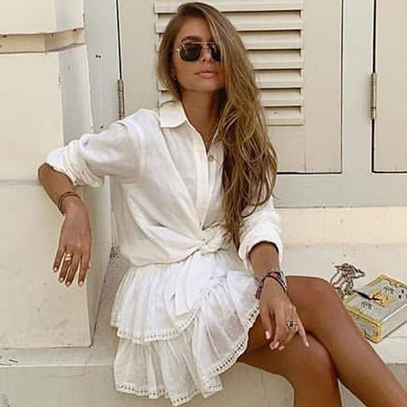 White ruffled lace skirt