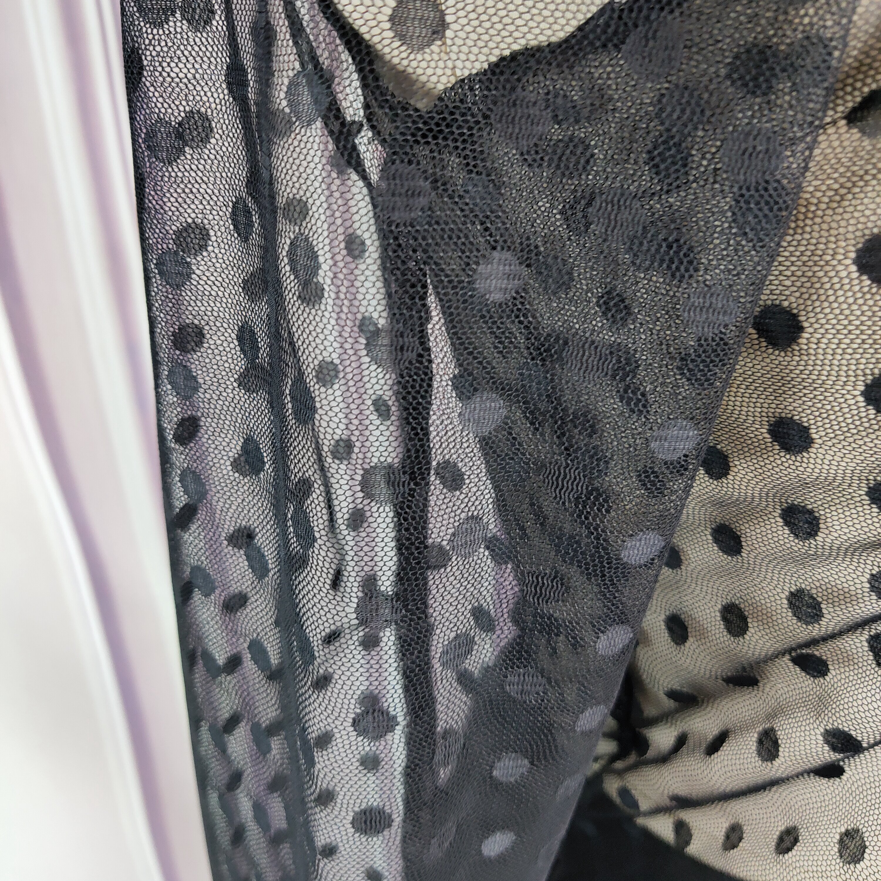 Black mesh two-piece dot transparent see-through shirt