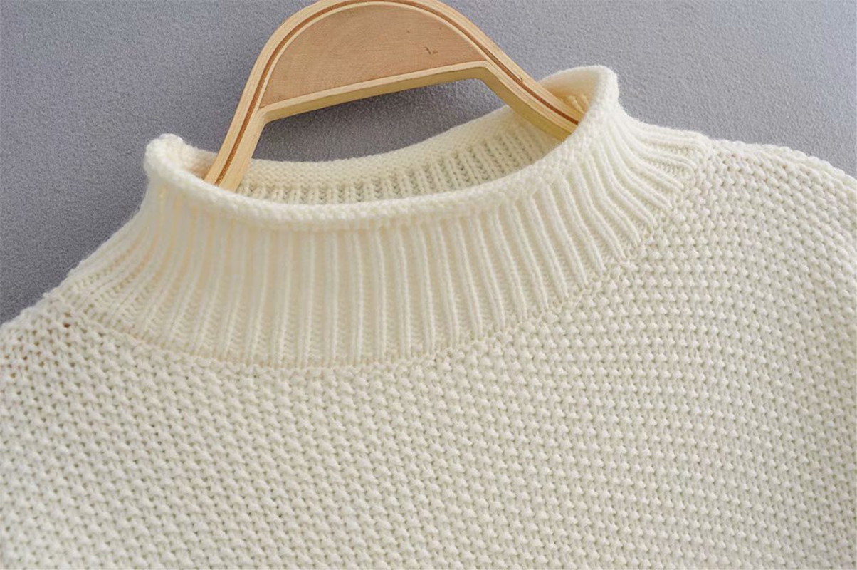 Turtleneck solid color loose long sleeve pullover sweater