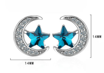 Blue Star Moon Earrings