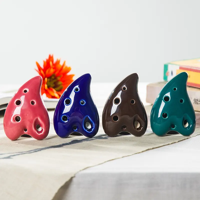 Colour Glaze Heart-shaped Porcelain Flute