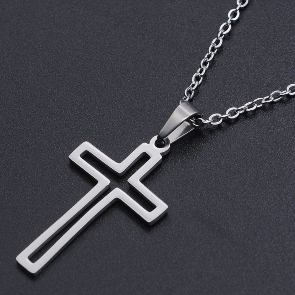 Cross pendant stainless steel necklace
