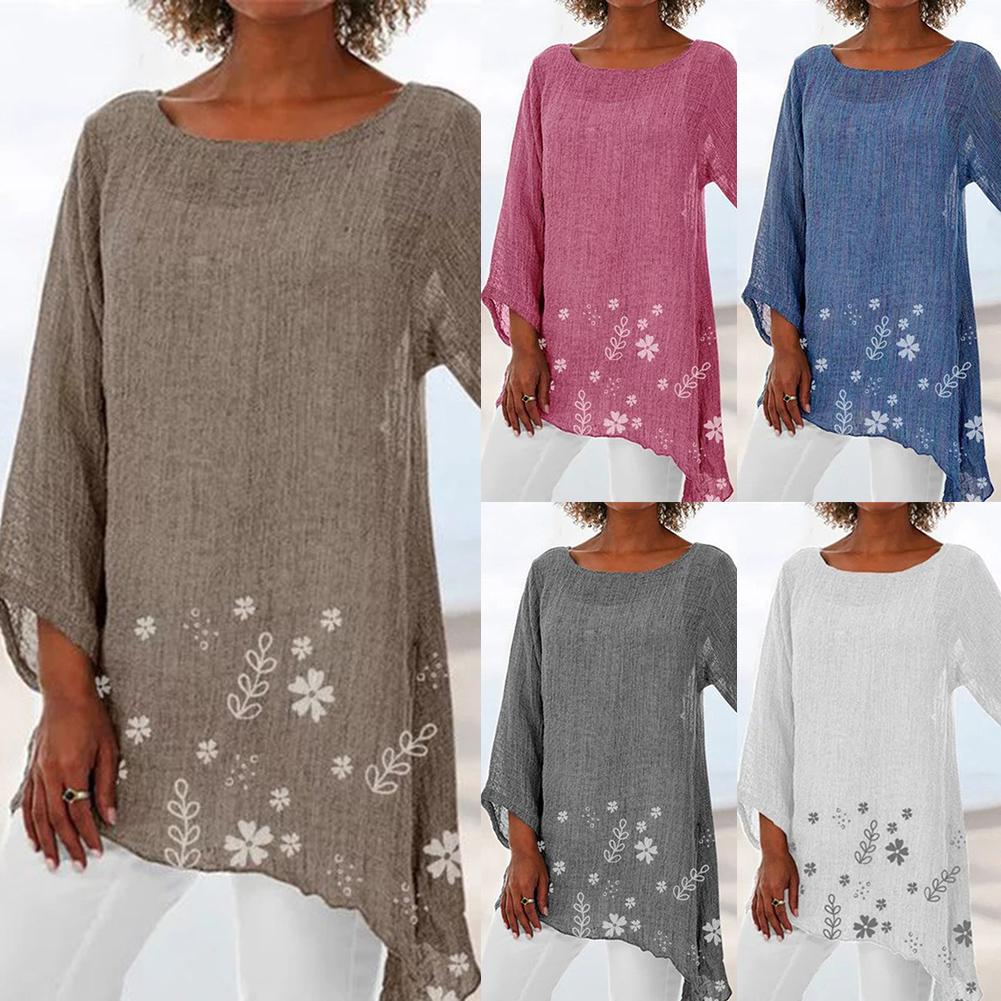 Small floral print round neck long sleeve