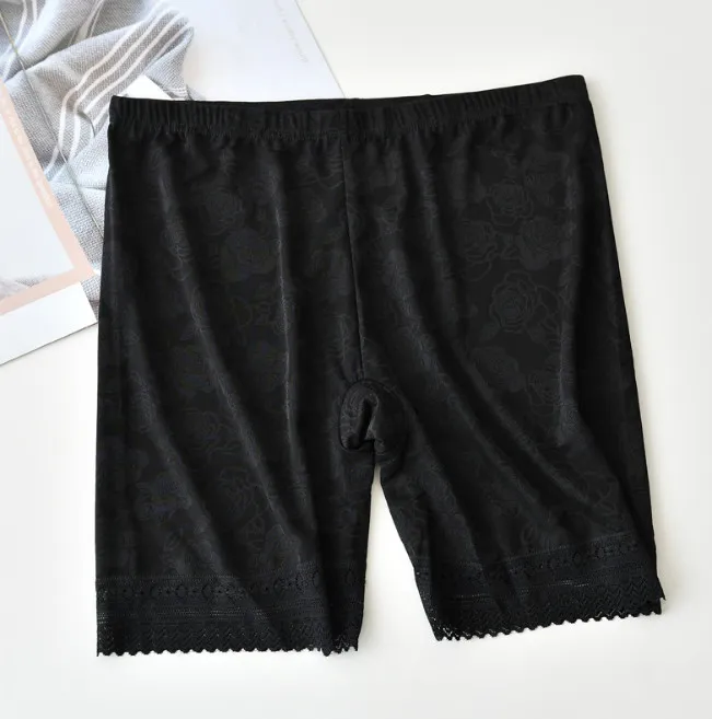 Lace embroidery anti-glare safety pants - Black