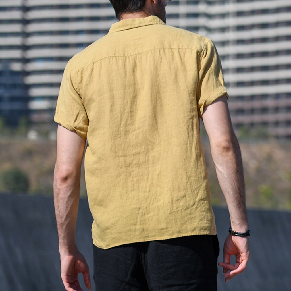 Vintage Chinese style lapel slim cotton shirt