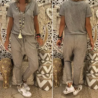 Solid color jumpsuit casual ladies jumpsuit
