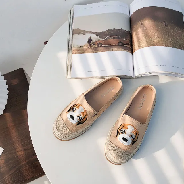Fisherman dog flat half dragging lazy shoes Beige - Shop at LoveMi