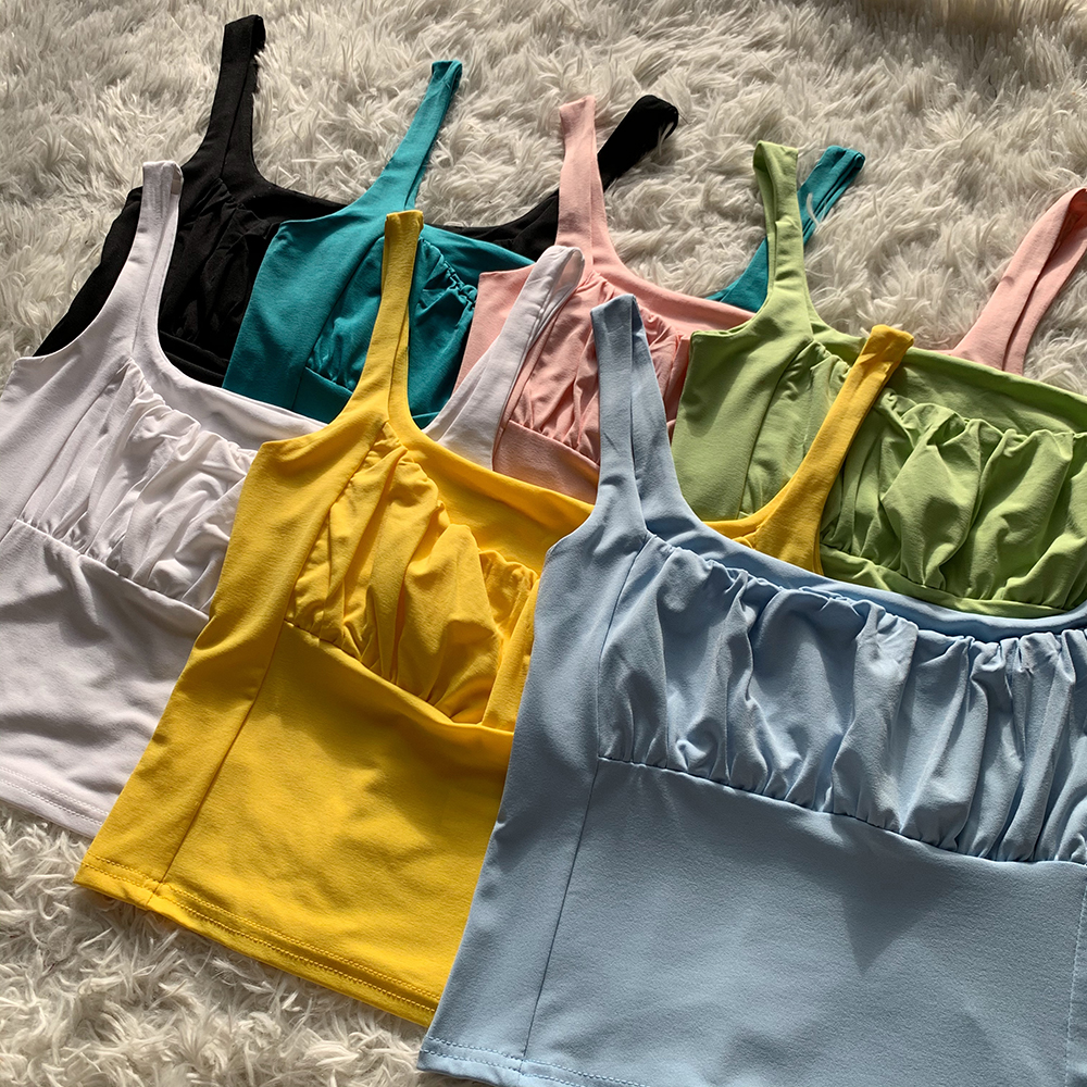 Elastic pleated skinny camisole