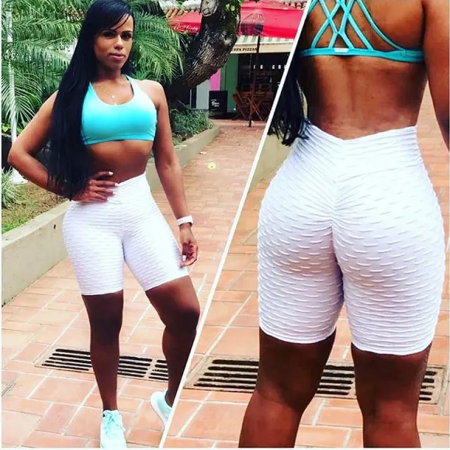 Jacquard fluorescent yoga shorts White - Shop at LoveMi