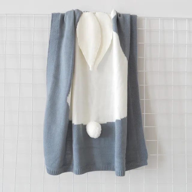 Explosive Rabbit Ears Blanket Three dimensional Rabbit Blanket Children's Knitted blanket Beach Mat baby Hug Blanket Grey - Shop at LoveMi