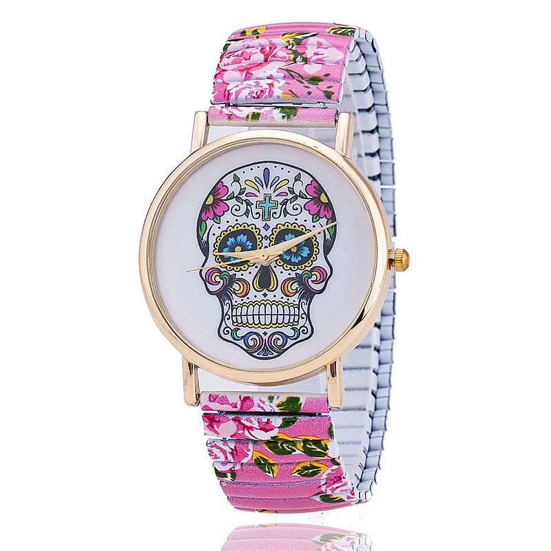 Colorful skull print watch
